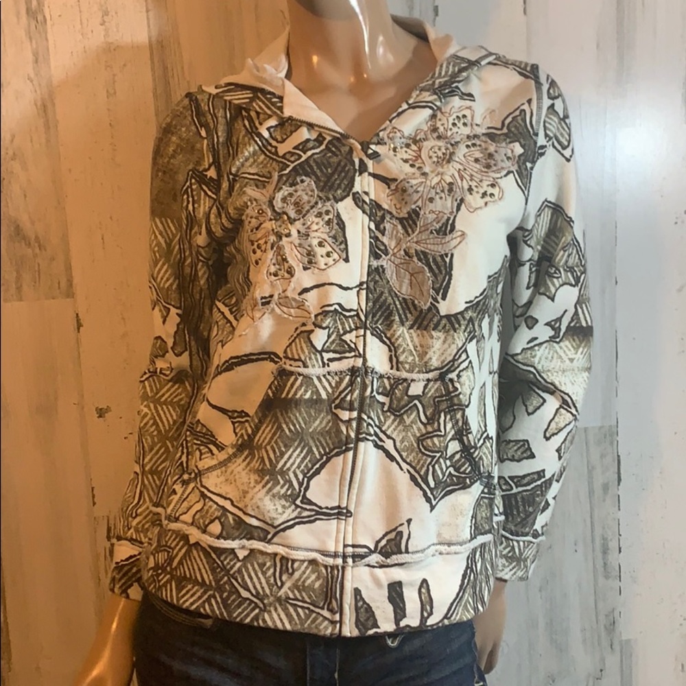 Sm small ColdWater Creek Tropical Zip Up Hoodie
